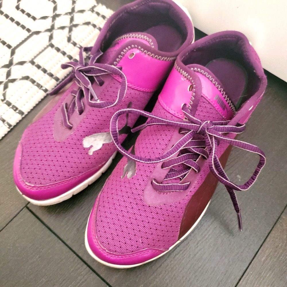 Purple puma sneakers